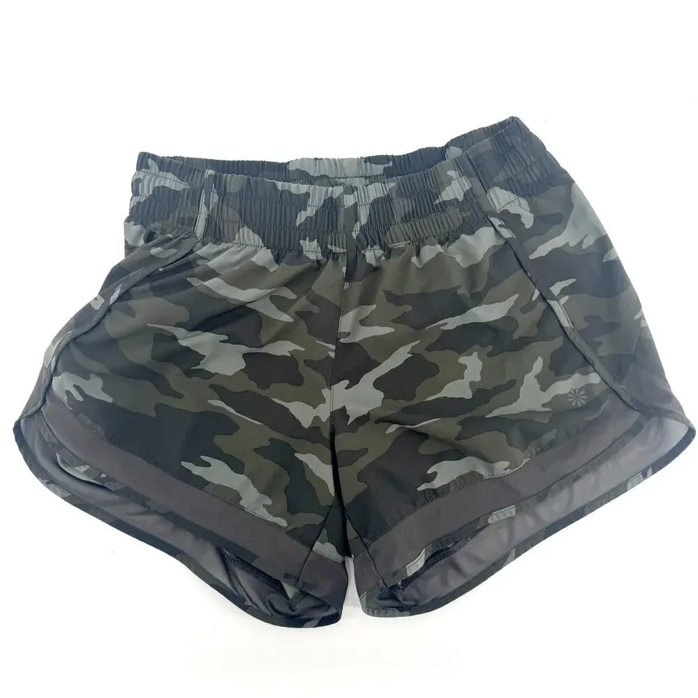 Athleta Printed Mesh Racer Run Shorts Camo - Size XS - Camouflage Athleisure Gym